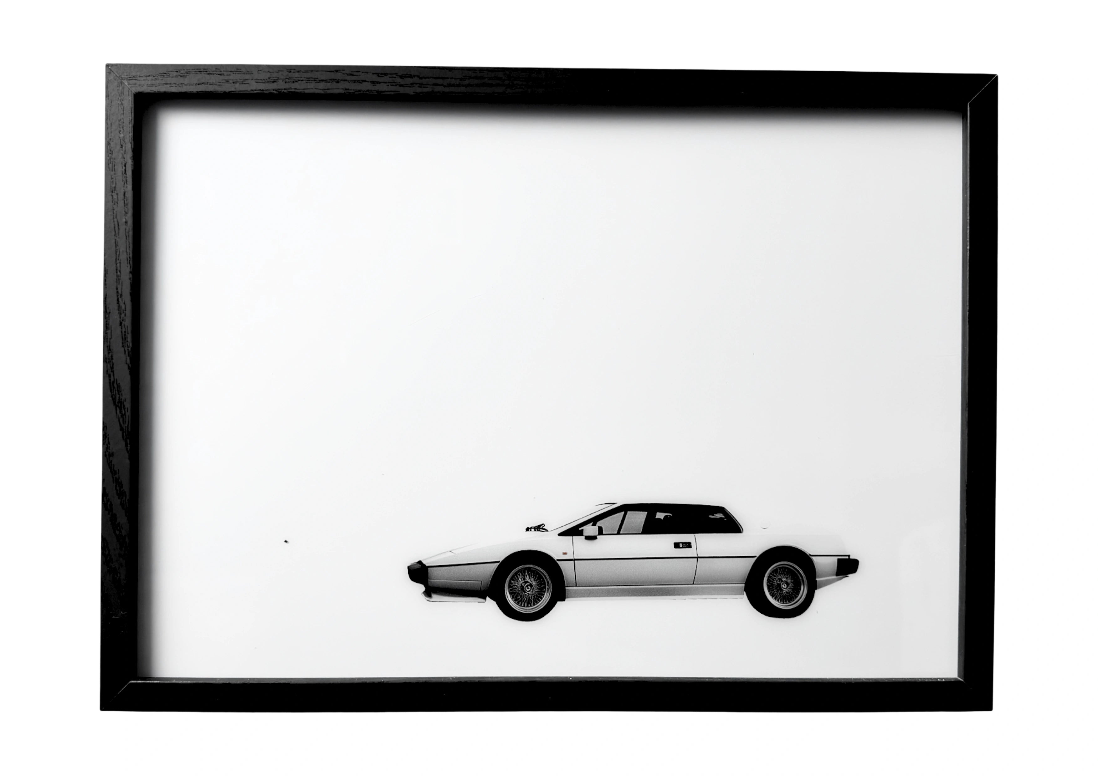 White Lotus Esprit 1976 wall art in side profile with refined white finish and minimal lines.