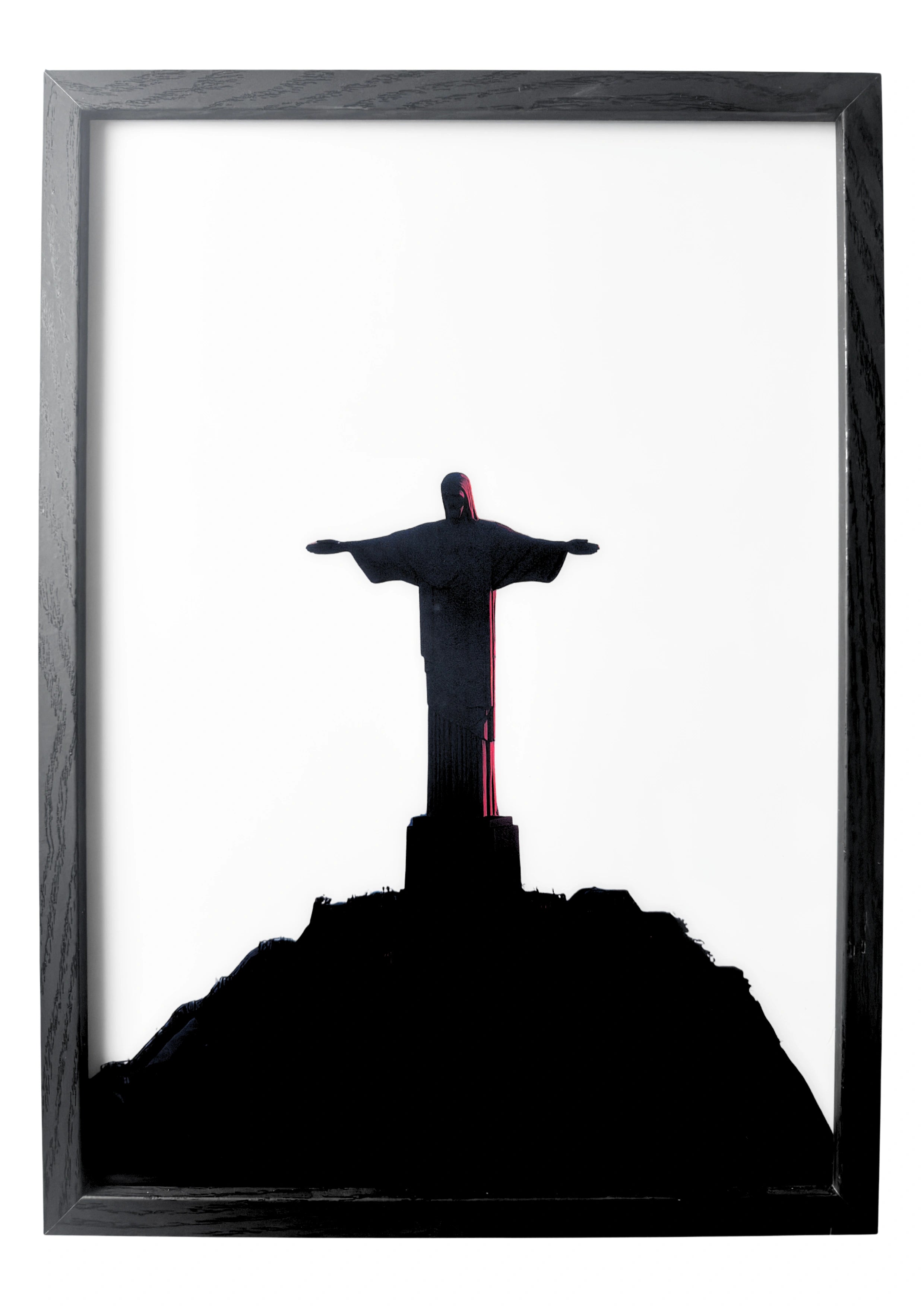 Christ the Redeemer wall art in grayscale stillness above Rio.