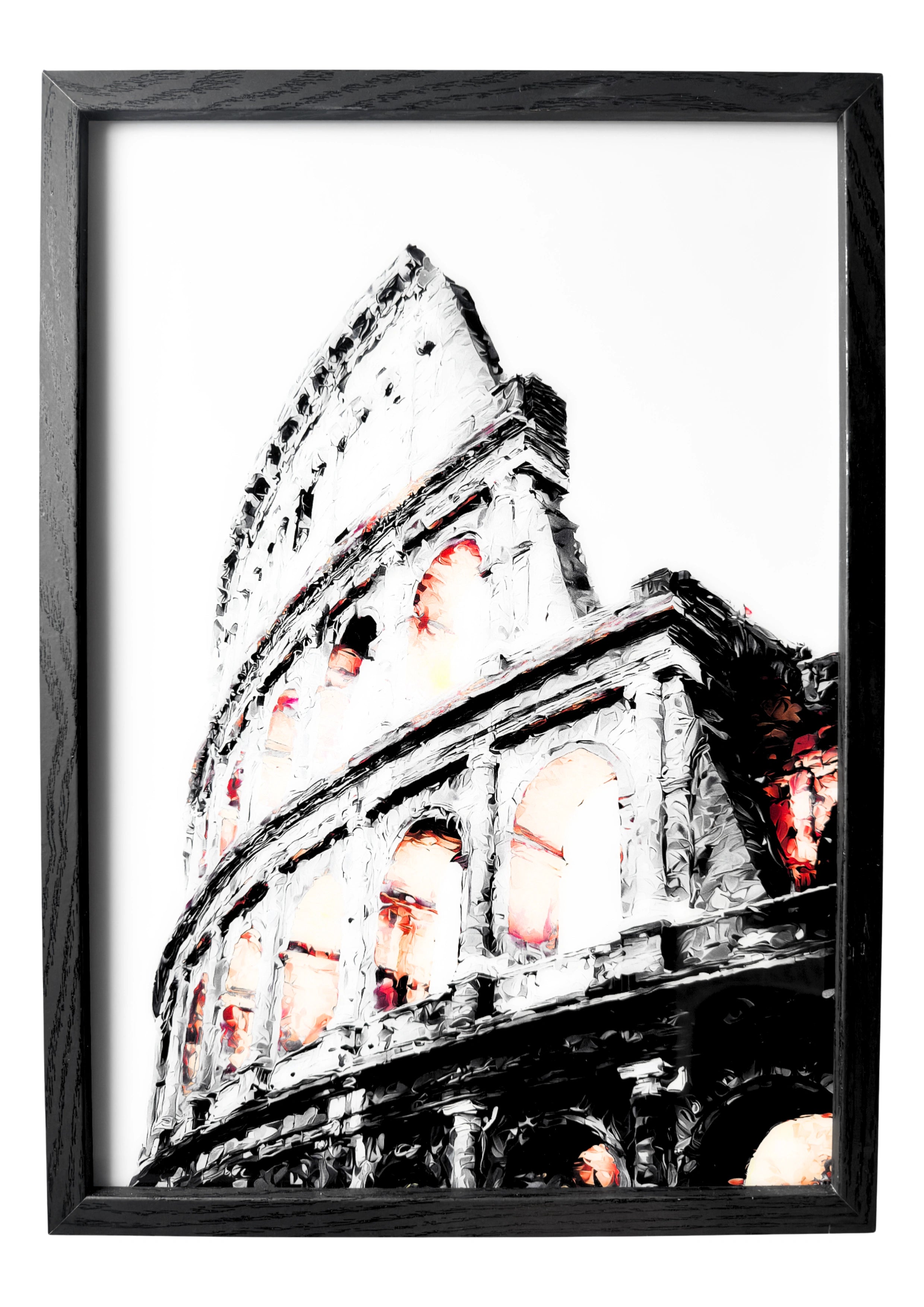 Minimalist Colosseum wall art in pale stone tones. A timeless Roman landmark captured in calm daylight.